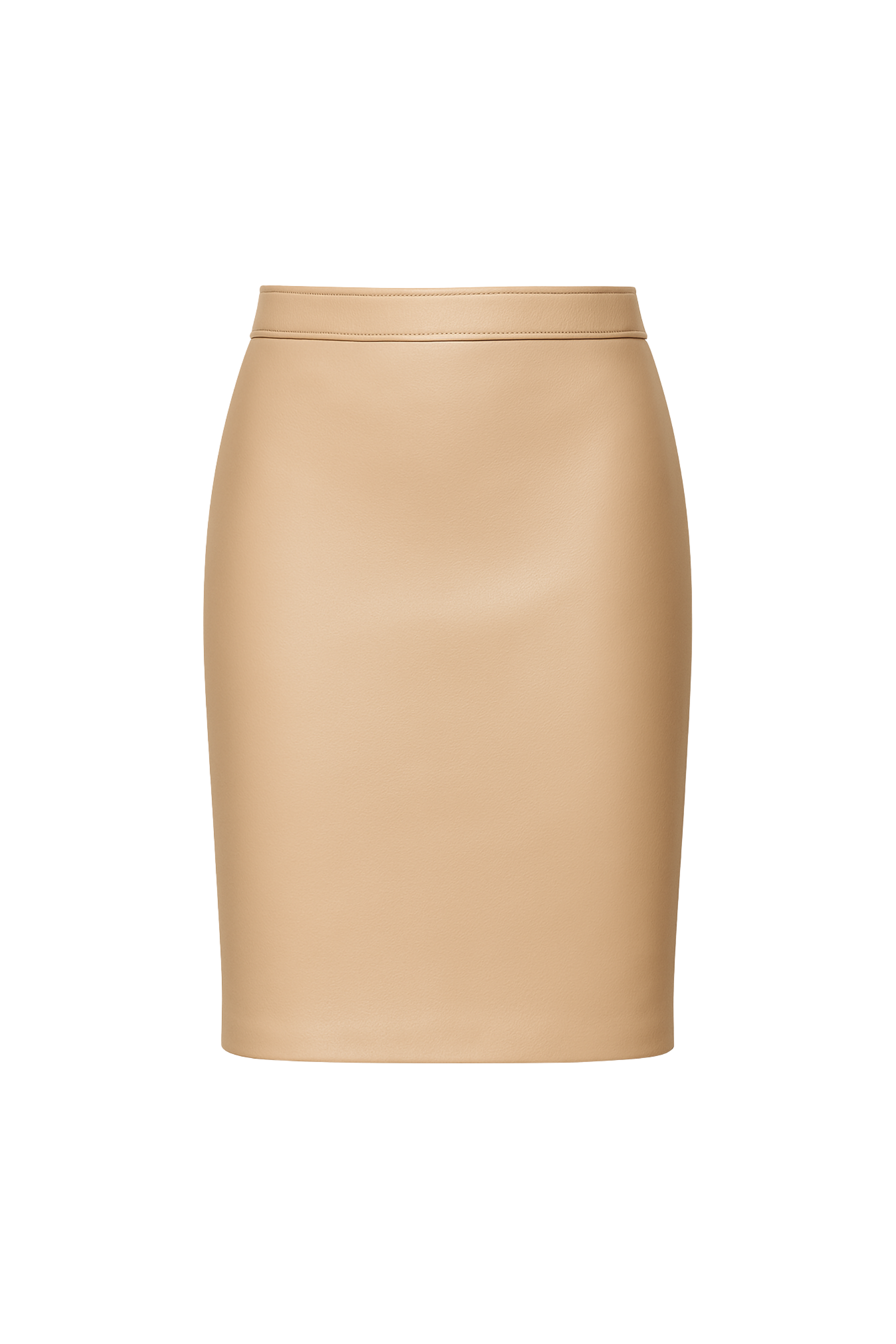 Beige  Leather Pencil Skirt for Women