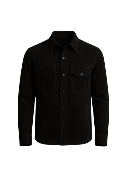 Men’s Black Suede Shirt Jacket