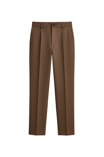 Men Mocha Brown Modern Tailored Straight Trouser