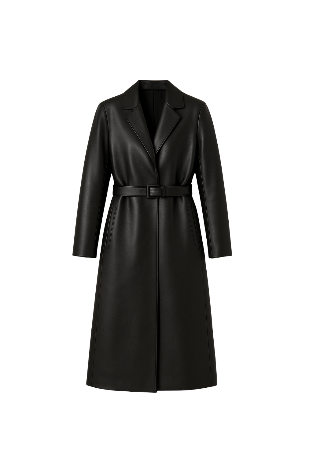 Women’s Black Long Leather Coat