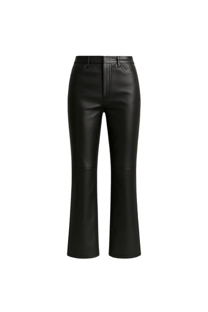 Women’s Black Faux Leather Flared Pants