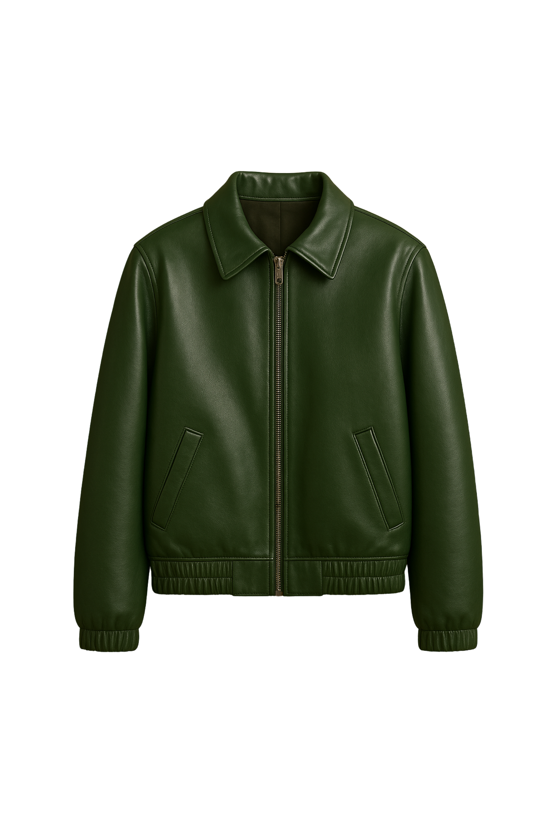 Women’s Forest Green  Leather Bomber Jacket