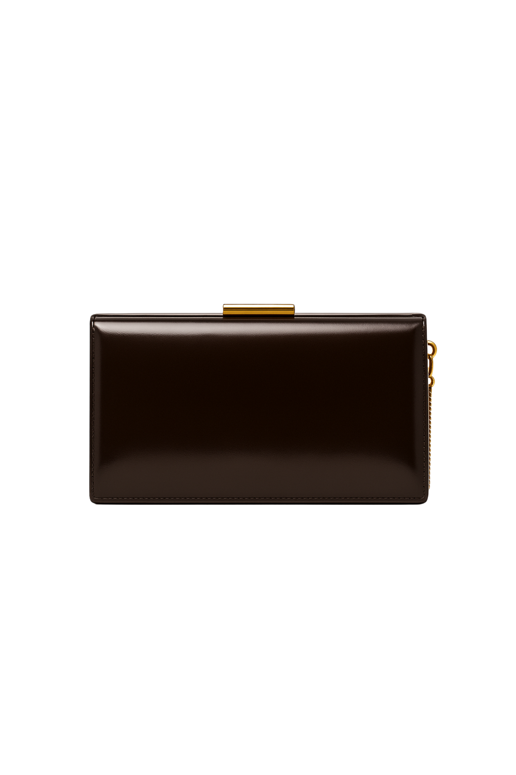 The Ciel Box Clutch Glossy Espresso Brown