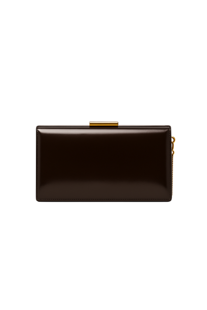 The Ciel Box Clutch Glossy Espresso Brown