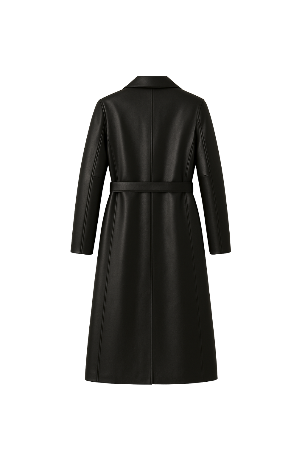 Women’s Black Long Leather Coat
