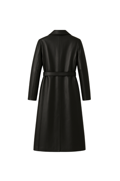 Women’s Black Long Leather Coat