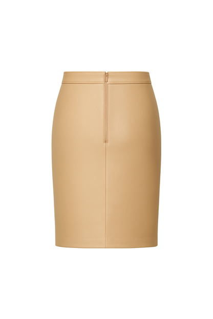 Beige  Leather Pencil Skirt for Women