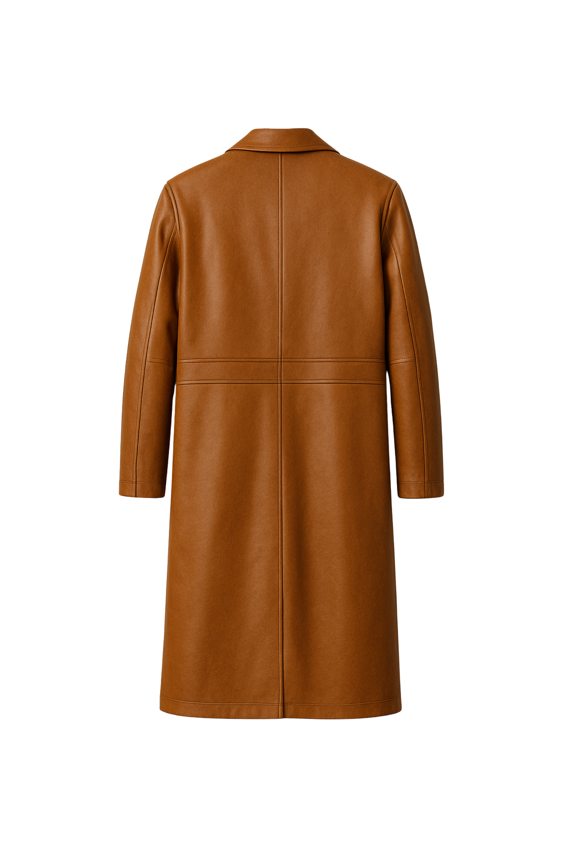 Men’s Premium Leather Long Coat Caramel Brown