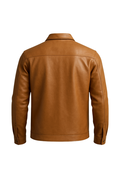 Men’s Tan Leather Overshirt