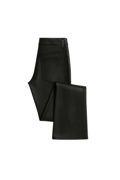 Women’s Black Faux Leather Flared Pants