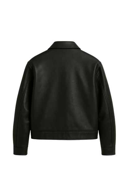 Men’s Black Leather Bomber Jacket