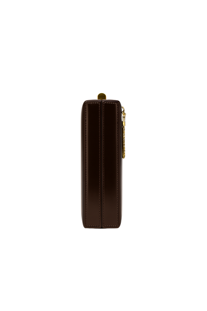 The Ciel Box Clutch Glossy Espresso Brown