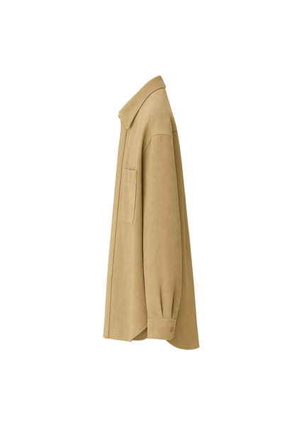 Men’s Sand Beige Suede Oversized Shirt