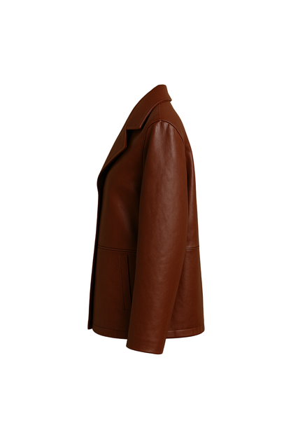 Women’s Burgundy Nappa Leather Button Down jacket