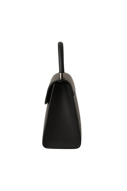 Women Ink Black Top Handle Leather Bag