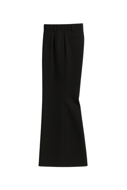 Men Matte Black Wide Leg Draped Trouser