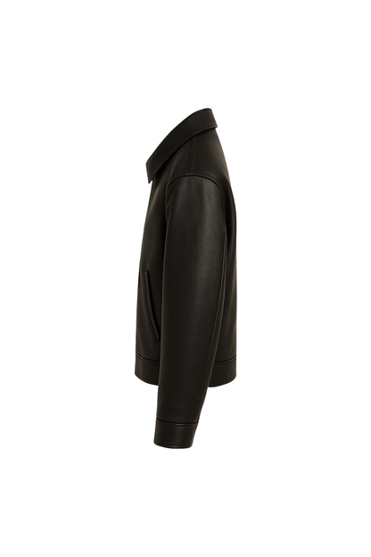 Men’s Black Leather Bomber Jacket