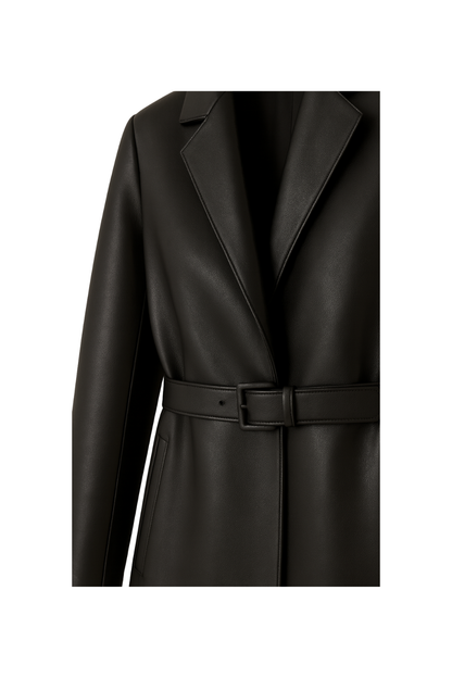 Women’s Black Long Leather Coat