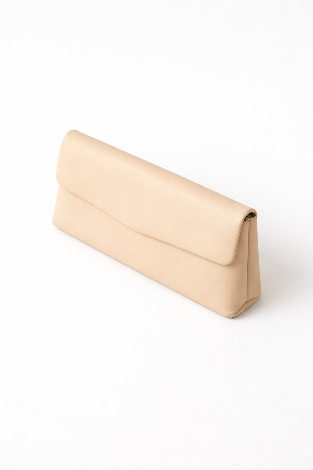 Beige clutch bag on a white background