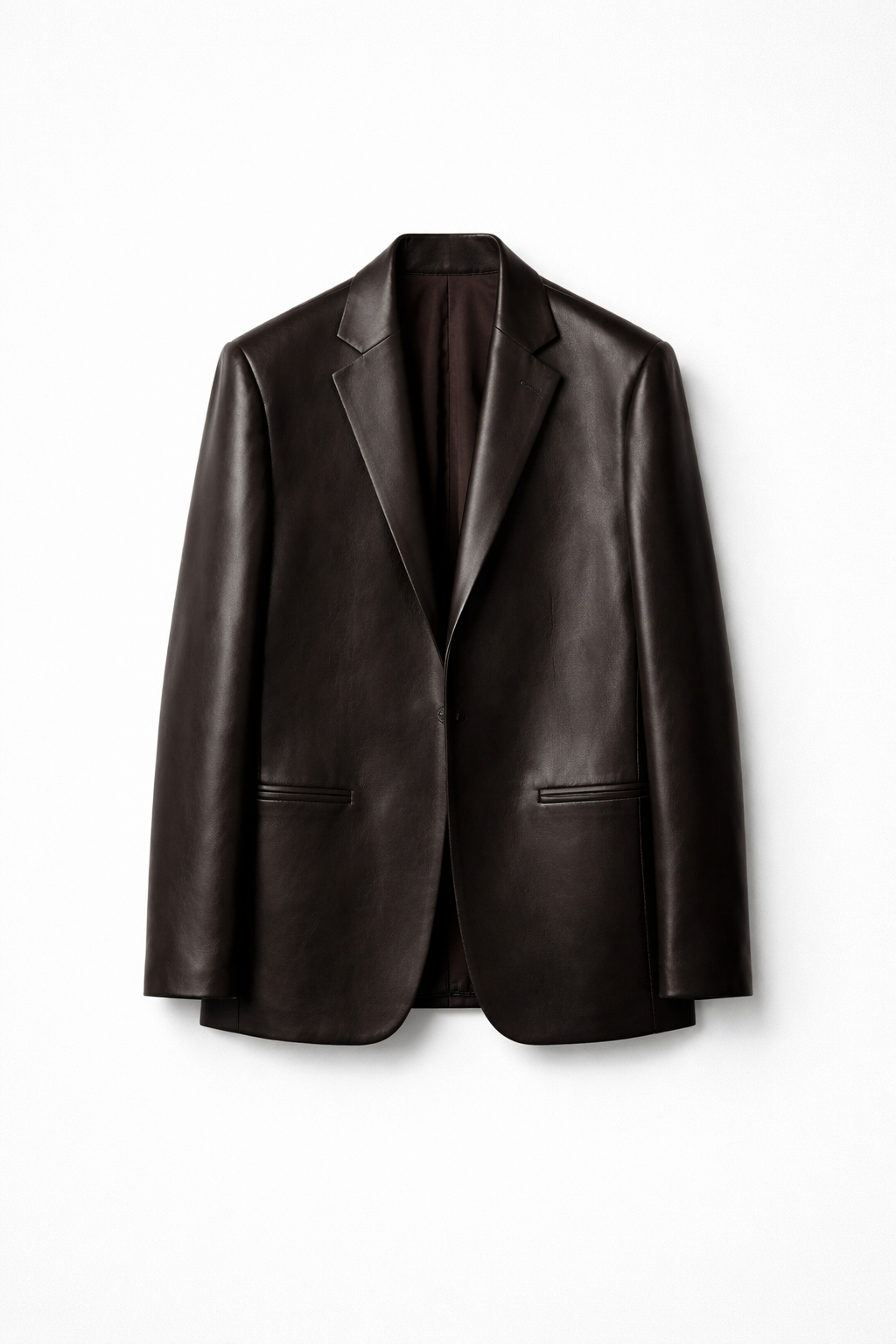 Brown leather blazer on a white background