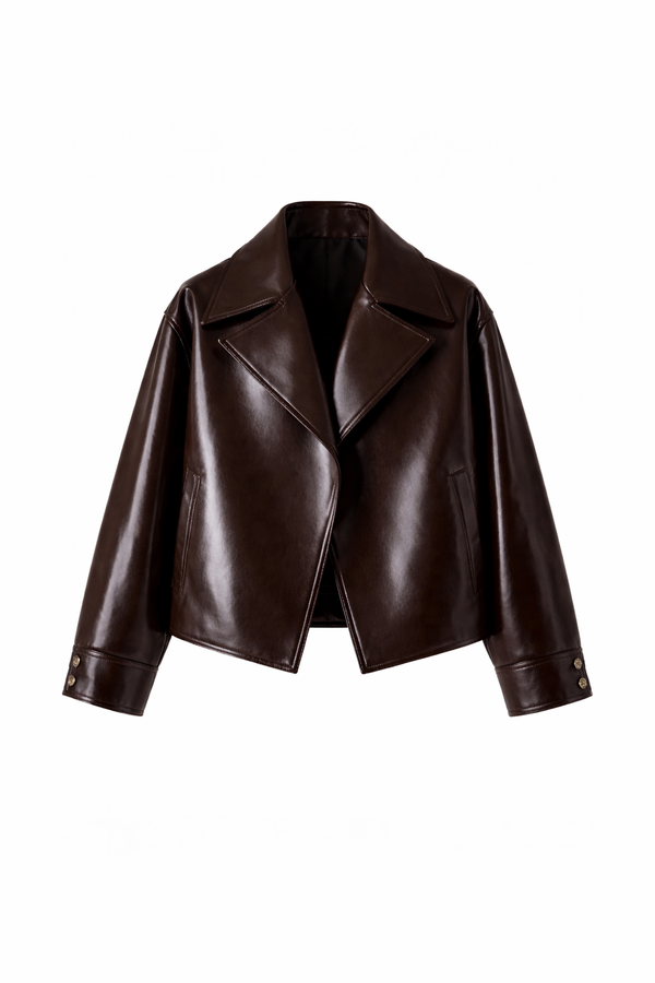 Women’s Oversized Dark Chocolate Leather Jacket
