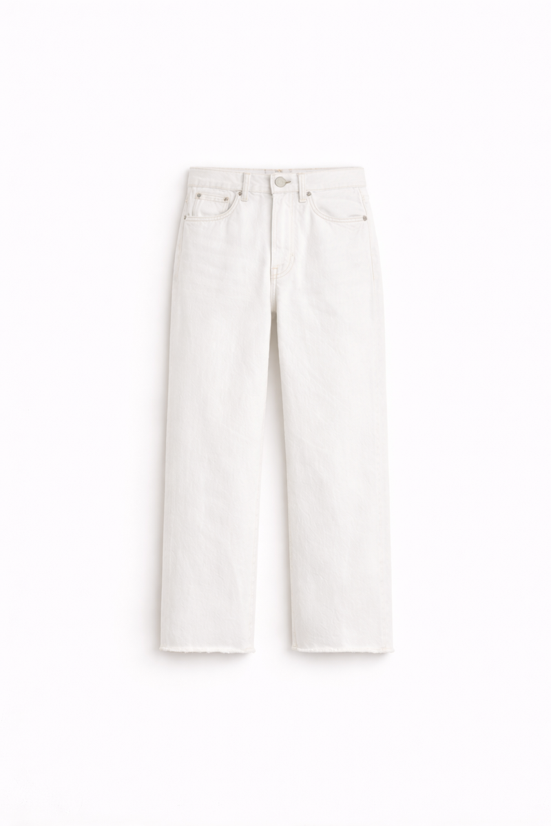 Chalk White Relaxed Straight Jeans for Women