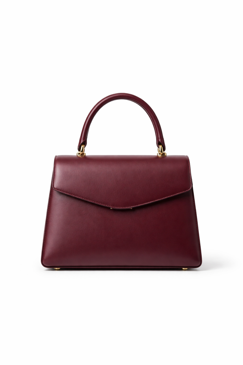 Maroon Wine Leather Top-Handle Bag