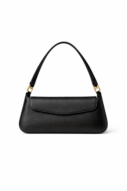 Black Leather Shoulder Bag for Women