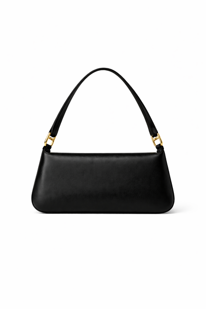 Black Leather Shoulder Bag for Women