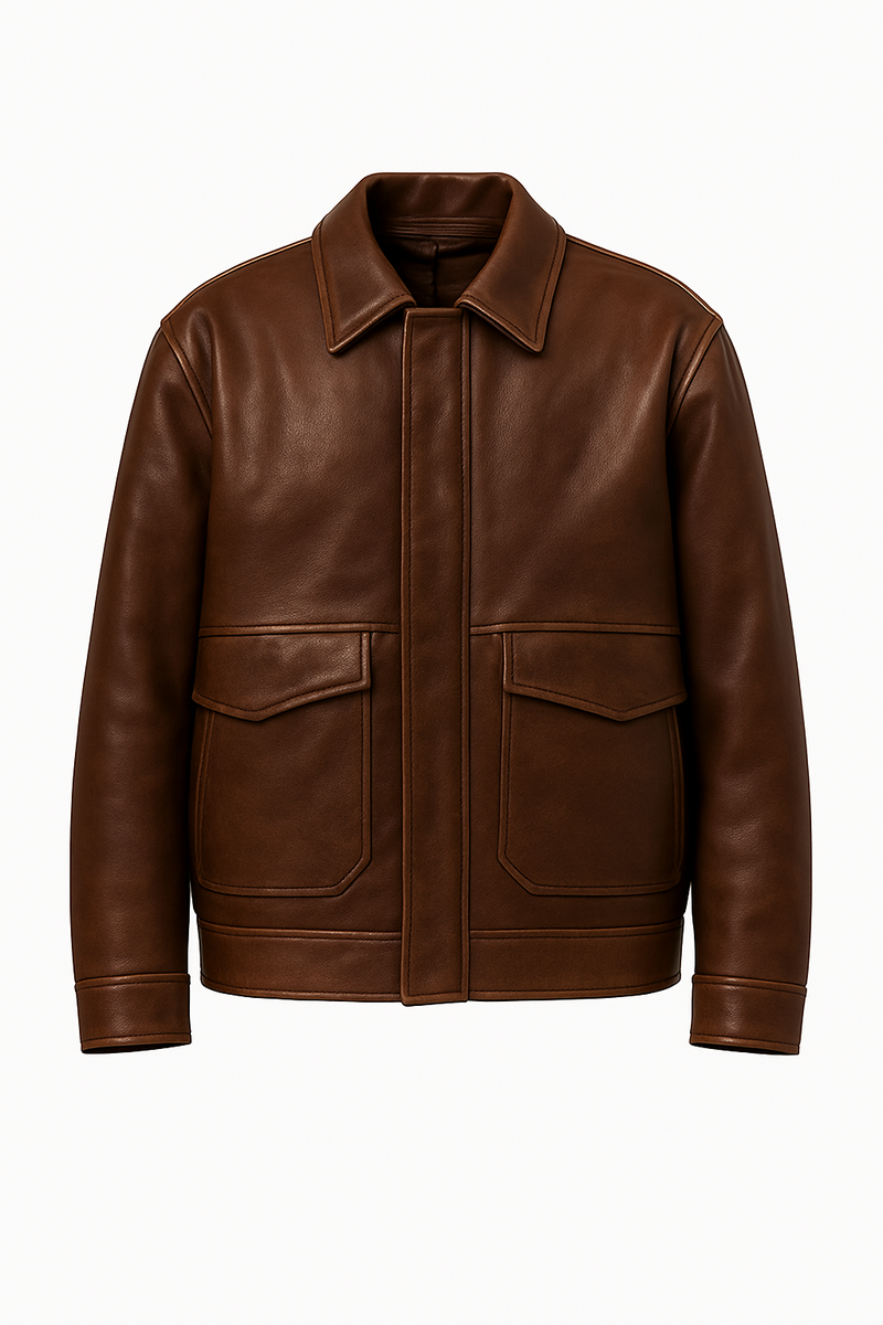 Men Classic Brown Leather Jacket