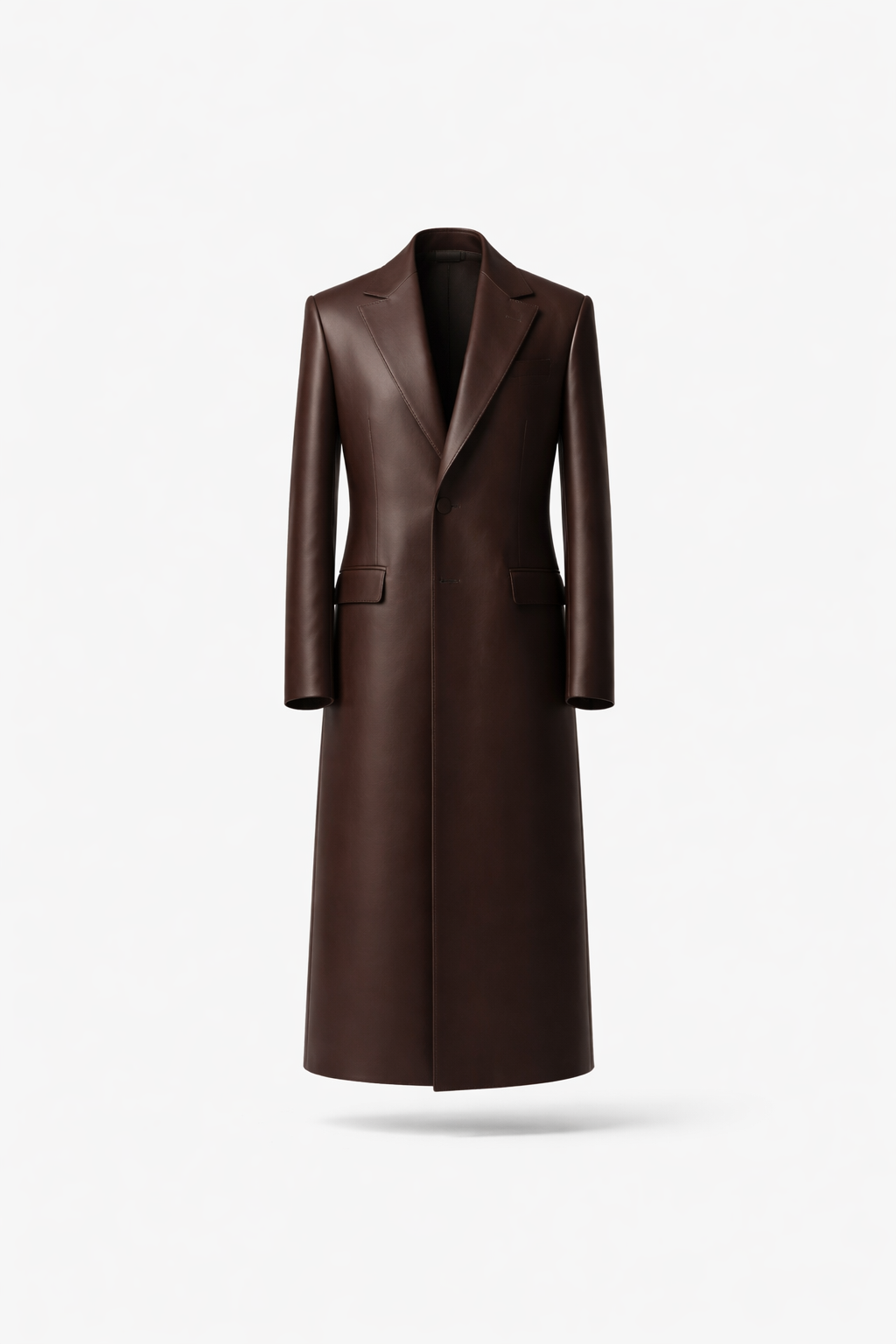 Brown leather coat on a white background