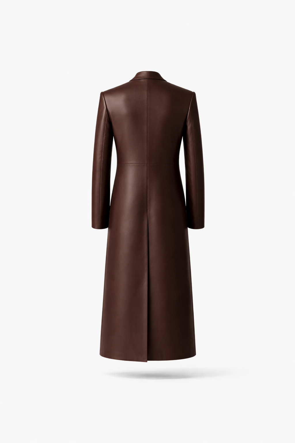 Brown leather coat on a white background