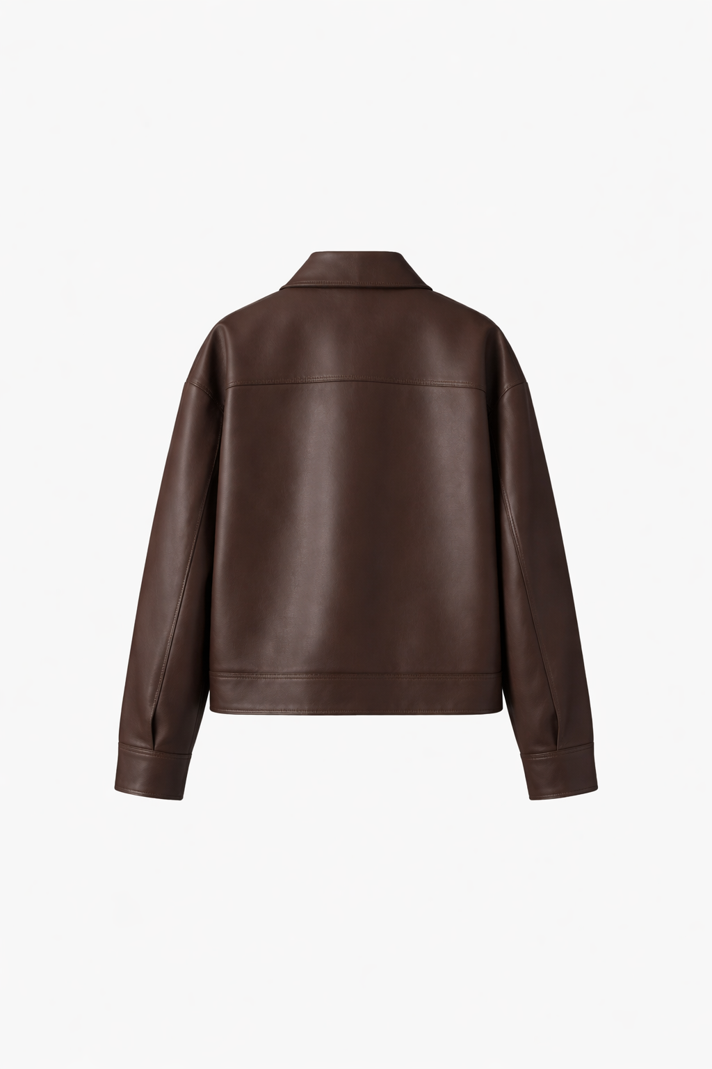 Brown leather jacket on a white background