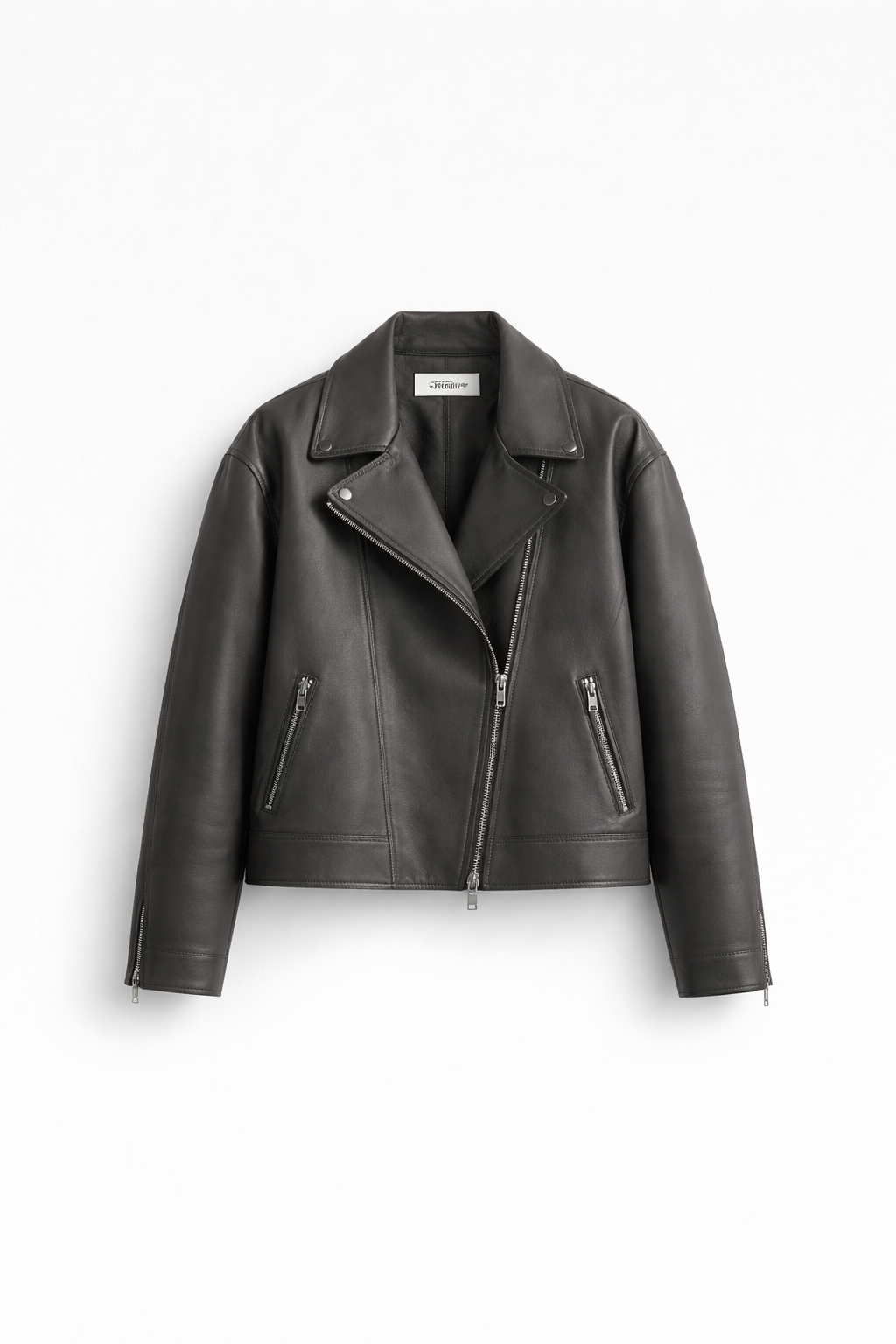 Women’s Charcoal Leather Rider Jacket