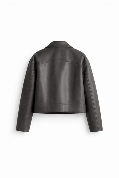 Women’s Charcoal Leather Rider Jacket