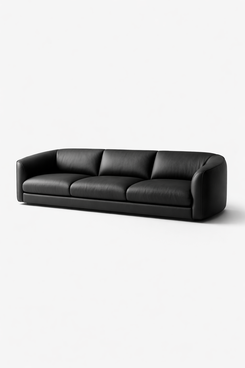 Matte Black Leather Sofa