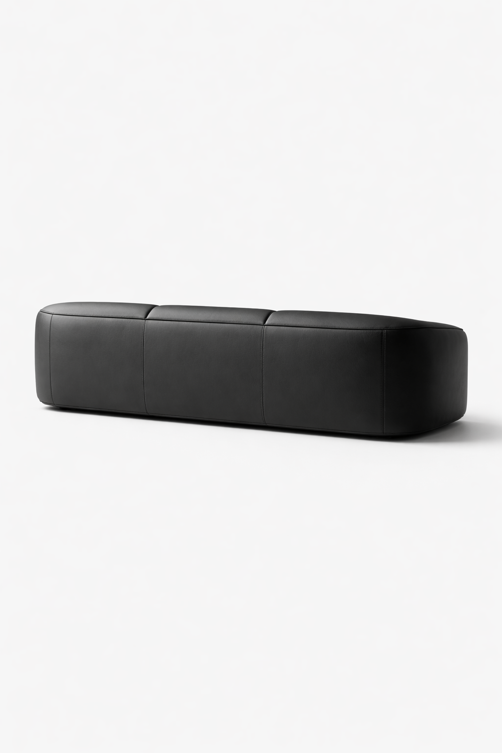 Matte Black Leather Sofa