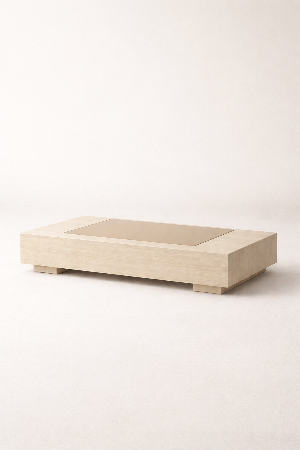 Luxury Bone Oak Coffee Table with Leather Inlay
