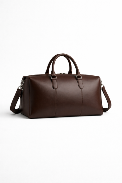 Espresso Brown Leather Duffle Bag