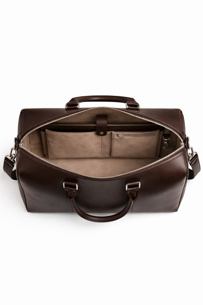 Espresso Brown Leather Duffle Bag