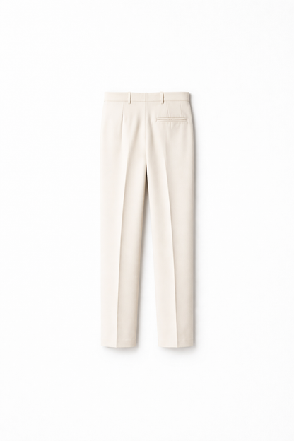 Men Bone White Tailored Wool Trouser