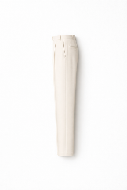 Men Bone White Tailored Wool Trouser