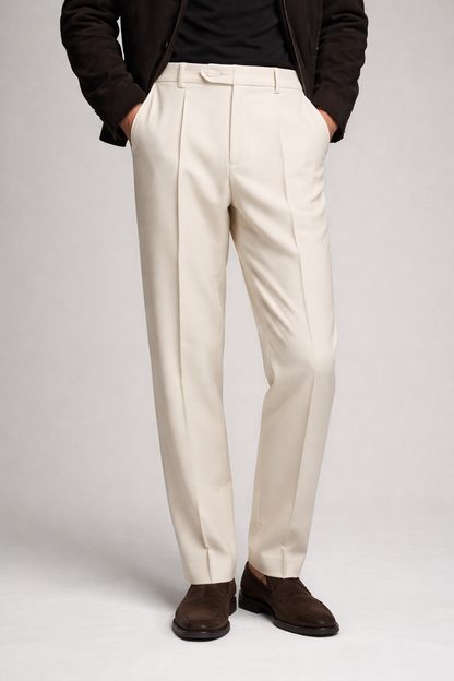 Men Bone White Tailored Wool Trouser