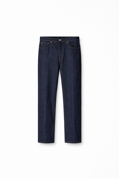 Men Deep Indigo Raw Straight Fit Jeans