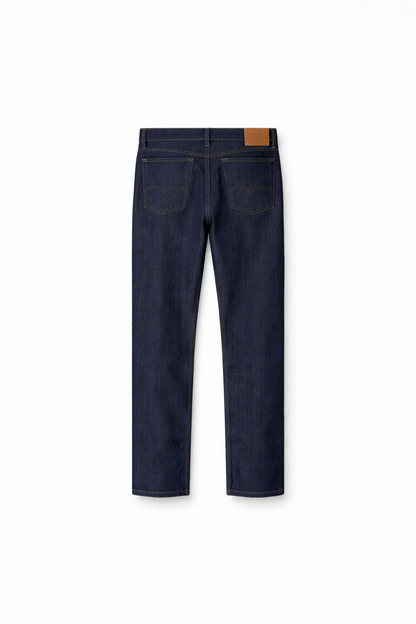 Men Deep Indigo Raw Straight Fit Jeans