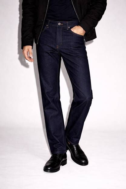 Men Deep Indigo Raw Straight Fit Jeans