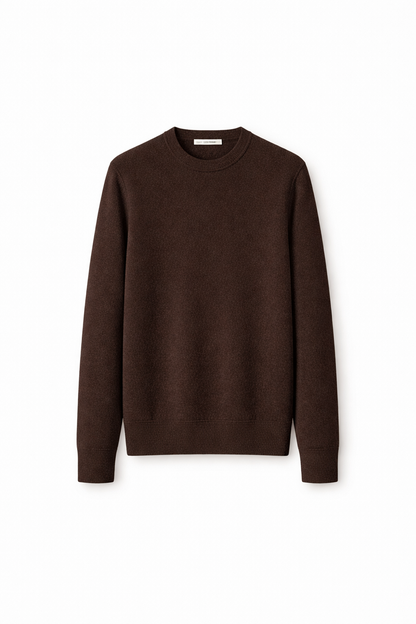 Men Espresso Merino Cashmere Knit Sweater