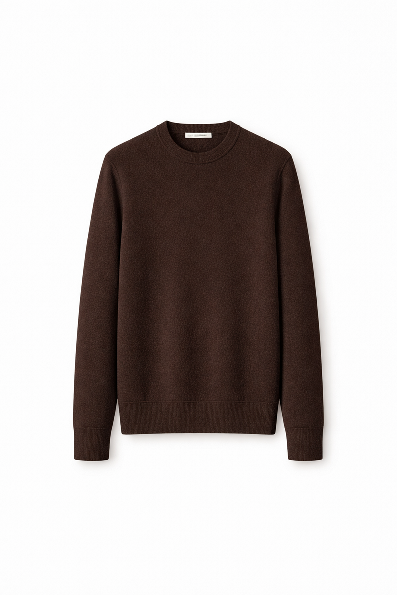 Men Espresso Merino Cashmere Knit Sweater