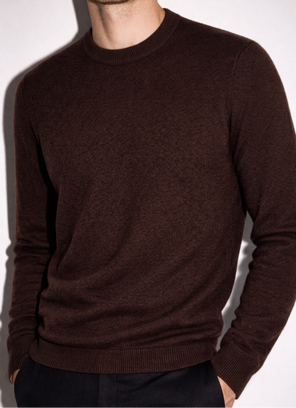 Men Espresso Merino Cashmere Knit Sweater