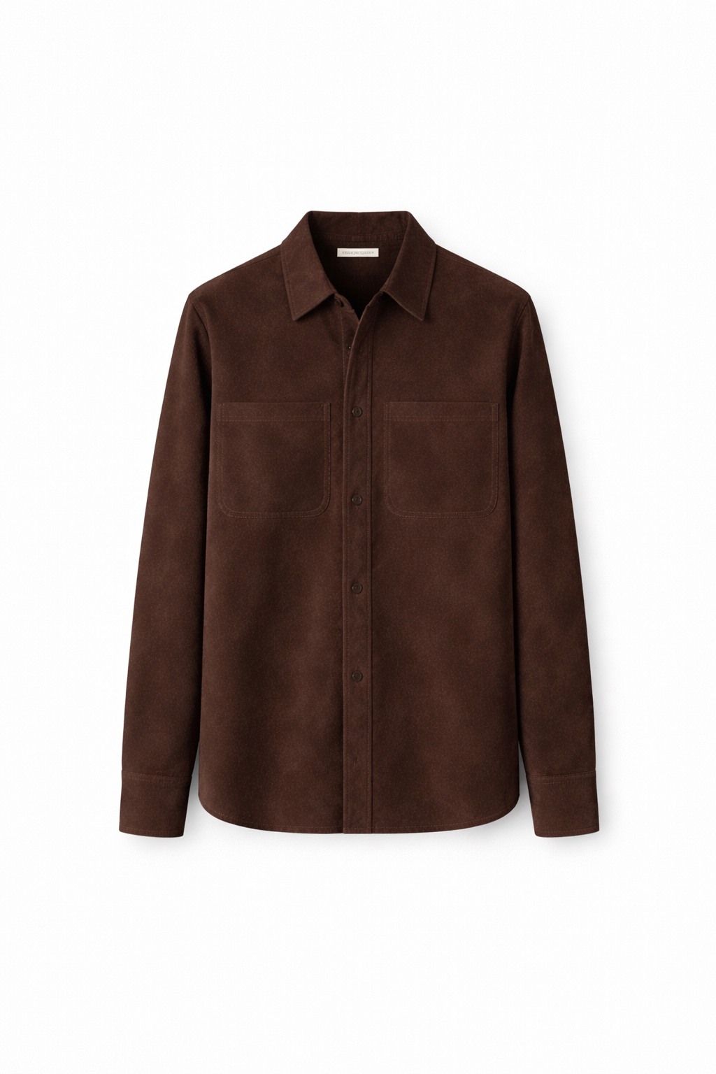 Men Espresso Suede Shirt Jacket
